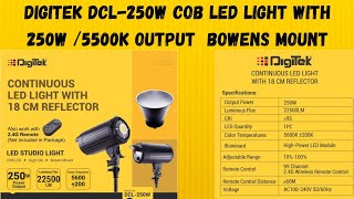 digitek dcl250w cob led continuous light 250w5500kbowens for photo amp video studio wedding events [upl. by Beverly147]