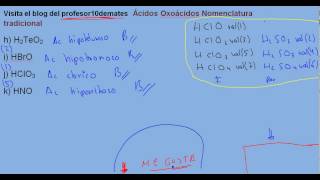 Formulación inorgánica 55 Ácidos Oxoácidos Nomenclatura tradicional truco perreril ejercicio b [upl. by Decamp]