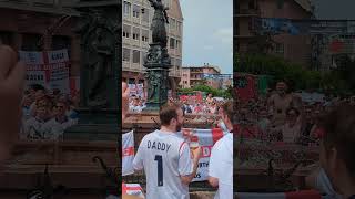 England fan jumping in the fountain in Frankfurt [upl. by Marcellus]