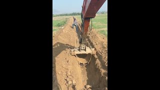 Construction process of excavator digging canal [upl. by Neyrb]