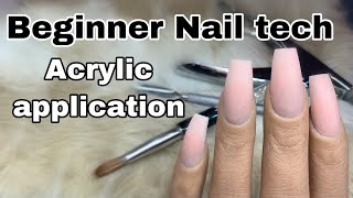 Beginner Nail Tech Tutorial  How To Acrylic Application [upl. by Kyle]