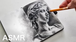 ASMR quick sketching with charcoal pencils  tingling sounds no talking [upl. by Ylrebmik]