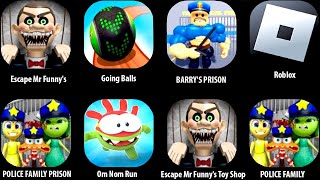 Escape Mr Funnys ToyShop Attack on Police family PrisonEscape muscle Barrys Prisonroblox [upl. by Ailido772]