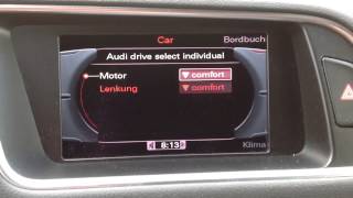 Audi Q5 8R  MMI CAR Menu nach Aktivierung DriveSelect Ambientebeleuchtung Batterieladezustand [upl. by Atinehs606]