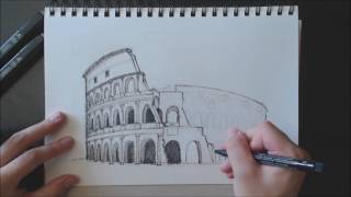 Drawing the Colosseum in Rome Timelapse [upl. by Ttezil]