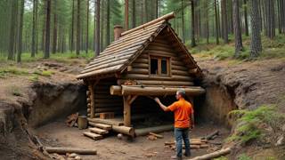 A Man Builds a Cozy Hut in the Wild  Cabin Underground  Start to Finish by KopauKakXo4u [upl. by Wiatt]