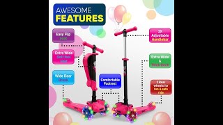 Hurtle 3Wheeled Scooter for Kids  Wheel LED Lights Adjustable LeantoSteer Handlebar [upl. by Corrinne]