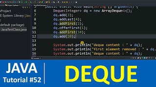 Java Tutorial 52  Java Deque Interface with Examples Collections [upl. by Notneiuq]