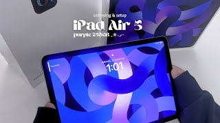 🍎 iPad Air 5 Purple 💜  ASMR Unboxing amp Setup ʕ•ﻌ•ʔ [upl. by Calida]