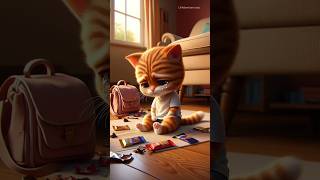 A Little kitten forgets chocolates in his new school bag shorts cat catvideos [upl. by Dnalevelc854]