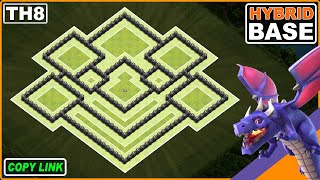 NEW TH8 Hybrid Base COPY LINK  COC Town Hall 8 TrophyWar Base [upl. by Tnirb514]