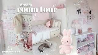 MY DREAM ROOM☁️ a tour  pinterest inspired aesthetic desk pink aesthetic [upl. by Orianna]