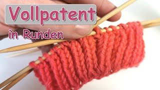 Patentmuster in Runden  Vollpatent in Runden stricken [upl. by Peg282]