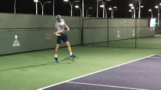 7foot Reilly Opelka hitting forehands at Indian Wells 2018 practice court [upl. by Sikko]