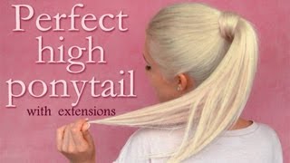 High ponytail with clip in extensions hairstyle perfect blending tips and tricks [upl. by Alyakam]