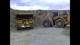 CAT 994 worlds largest diesel front end loader loading a CAT 793 [upl. by Aioj101]