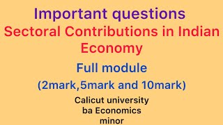 Sectoral Contributions in Indian economy minor1st sembaeconomicscalicut university [upl. by Prentiss820]