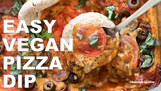 Easy Vegan Pizza Dip with Herbed Mushrooms  Vegan Recipe VeganRichacom [upl. by Cence769]