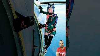 Beautiful girl sky diving 😱 youtubers react skydiving gopro shortsvideo [upl. by Sikleb54]