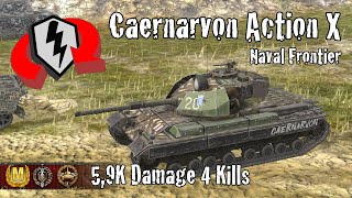 Caernarvon Action X  59K Damage 4 Kills  WoT Blitz Replays [upl. by Ebehp]