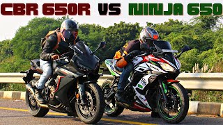 CBR 650R vs Kawasaki Ninja 650 Drag Race 🔥🔥🔥 [upl. by Hammer990]