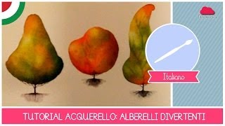 Corso di Acquerello BASE tutorial come dipingere alberelli cartoon  LEZIONE 04 [upl. by Annala]