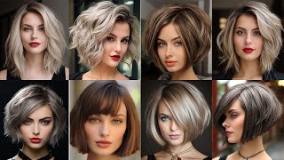 Short Bob Haircuts For Trendy amp Chic Look 2024 Chin Length Haircuts Curly Bob Pixie Cut Low Mainten [upl. by Atwekk150]