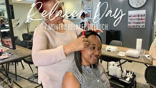 Relaxer Retouch Routine at the Salon with Dark amp Lovely  How to Apply relaxer Wash Trim amp Style [upl. by Ann483]