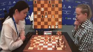 Zhu Jiner 2467  Valentina Gunina 2437FIDE World Blitz Chess Championship [upl. by Ahsinek]