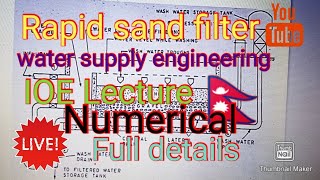 Numerical of rapid sand filter ioe water treatment water supply engineeringioe engineering [upl. by Nannek576]