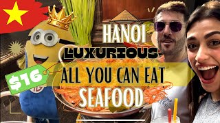 BEST Rated ALL YOU CAN EAT Seafood Restaurant in HANOI  Vietnam Vlog 🇻🇳 [upl. by Atlas]