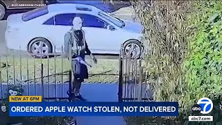 UPS driver appears to open package steal Apple Watch in front of LA home [upl. by Dyal]