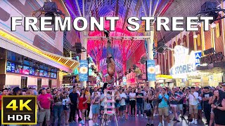 4K HDR Fremont Street Las Vegas Walking Tour  August 2024  Las Vegas Nevada [upl. by Nilrah]