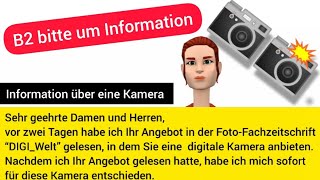 B2Prüfung bitte um Information über Kamera Briefschreiben [upl. by Portland]