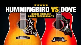 Gibson Hummingbird vs Dove – Square Shoulder Dreadnought Comparison [upl. by Anastasio267]