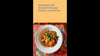 Jambalaya with Andouille Sausage Chicken and Shrimp  New Orleans Creole Style [upl. by Adnovay102]