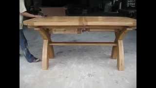 18  23  28m Double Butterfly Extending Country Oak X Leg Oval Ended Table  Top Furniture [upl. by Eenalem]