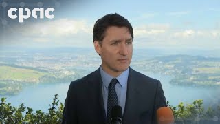 PM Justin Trudeau speaks with reporters in Bürgenstock Switzerland – June 16 2024 [upl. by Nylissej912]