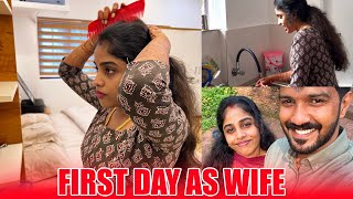 FIRST DAY AS A WIFE 😍  ഭർത്താവിന്റെ വീട്ടിൽ ആദ്യ ദിവസം 🥹  HOME TOUR  PULLOTHI [upl. by Pirnot]