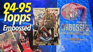 Hunting Gold Jordan amp Shaq 199495 Topps Embossed NBA Basketball Hobby Box Break [upl. by Trueman475]