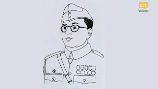 How to draw Subhas chandra bose EASY II Subhash chandra bose II artjanag [upl. by Aridni]