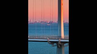 Spectacular sunset and the world’s longest crosssea bridge Jiaozhou Bay Crosssea Bridge [upl. by Llertal]