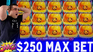 250 Max Bet FULL SCREEN Jackpot On Huff N More Puff Slot  PART2 [upl. by Shirl]