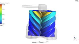 CFX BerlinVideo CFDSimulation Schraubenkompressor Screw Compressor mit TwinMesh und ANSYS CFX [upl. by Amehsyt221]