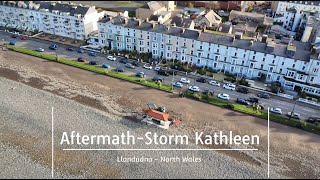 Aftermath of storm Kathleen  Hundreds of tonnes of stone deposited on Llandudno promenade [upl. by Mile60]