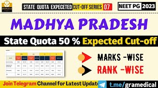 NEET PG 2023 ✨ Madhya Pradesh State Quota 50 Expected Cutoff Marks Wise amp Rank Wise ✨ Gramedical [upl. by Assirual]