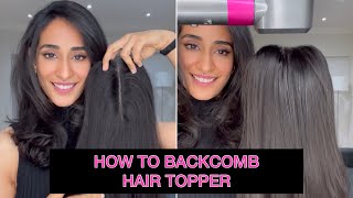 How To Backcomb Hair Topper  Tie Ponytail With Hair Topper  Voluminous Ponytail  shorts [upl. by Cooperstein]