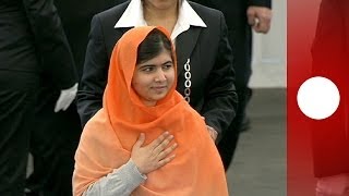 Video Malala Yousafzai receives 2013 Sakharov Prize for Freedom of Thought in European Parliament [upl. by Gayner999]