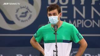 Aslan Karatsev  PostMatch Interview  R1 2021 Dubai Duty Free Tennis Championships [upl. by Olivero]