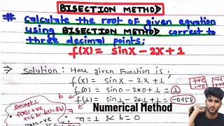 Bisection method  Bisection method in hindi Numerical methods  TUPoUPUCBSEJEE Arya [upl. by Stonwin]